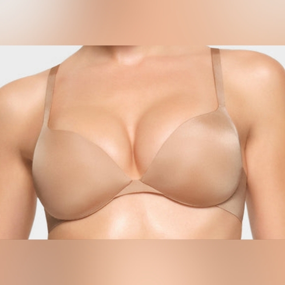 💕NWT SKIMS Ultimate Padded Plunge Pushup Push Up Teardrop bra Nude CLAY 42DD - Picture 1 of 14